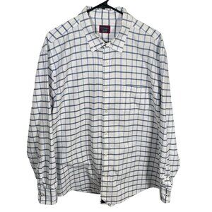 UNTUCKit Plaid Button Shirt Mens Size XXXL 3XL 100% Cotton White Blue